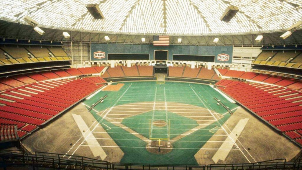 The Astrodome in football configuration in the late 1960s